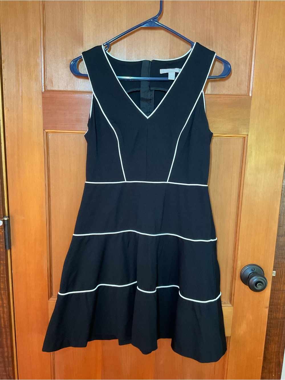 Banana Republic Black Midi Dress with White Piping